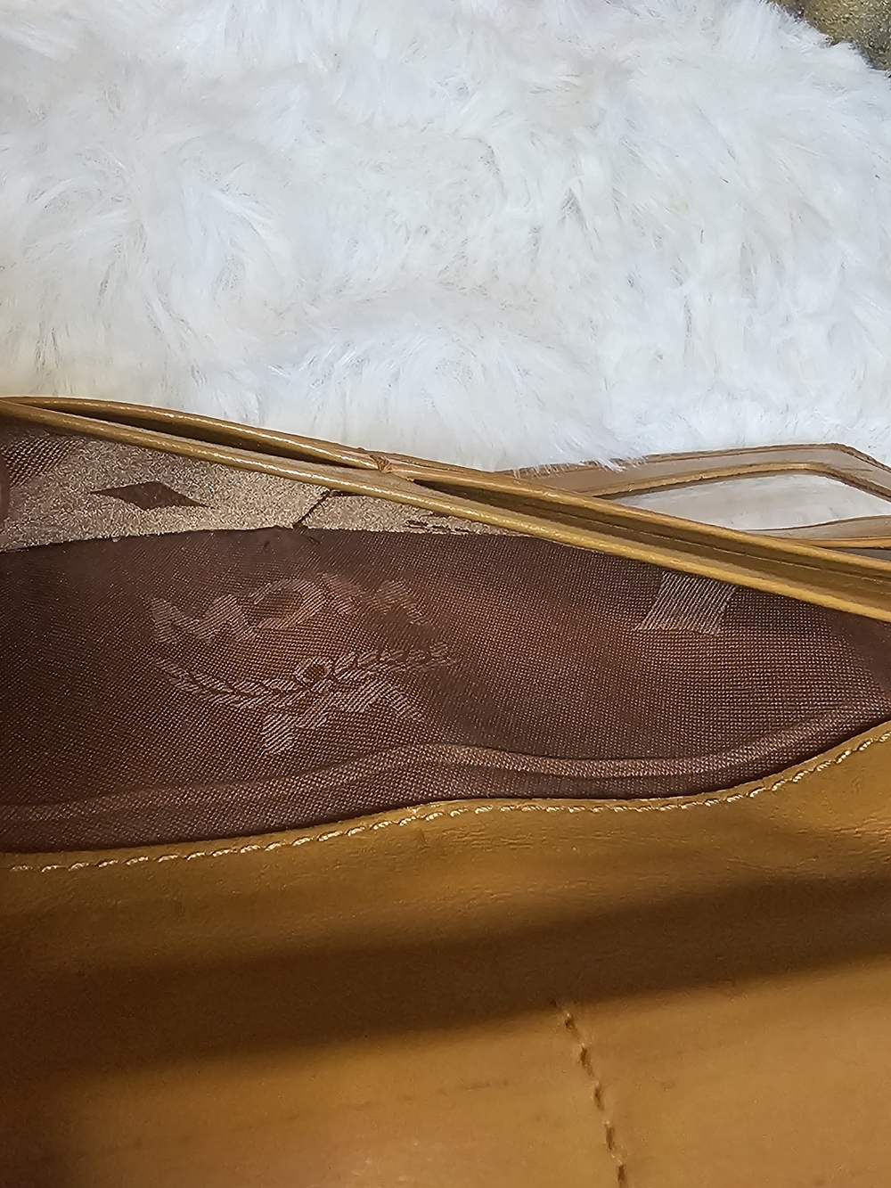 MCM Cognac Logo Wallet with Light Blue and White Stripe - Picture 14 of 16